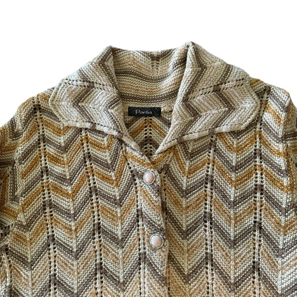 Crocheted Collared and Scalloped Cardigan with Vintage inspired buttons. - Picture 3 of 5